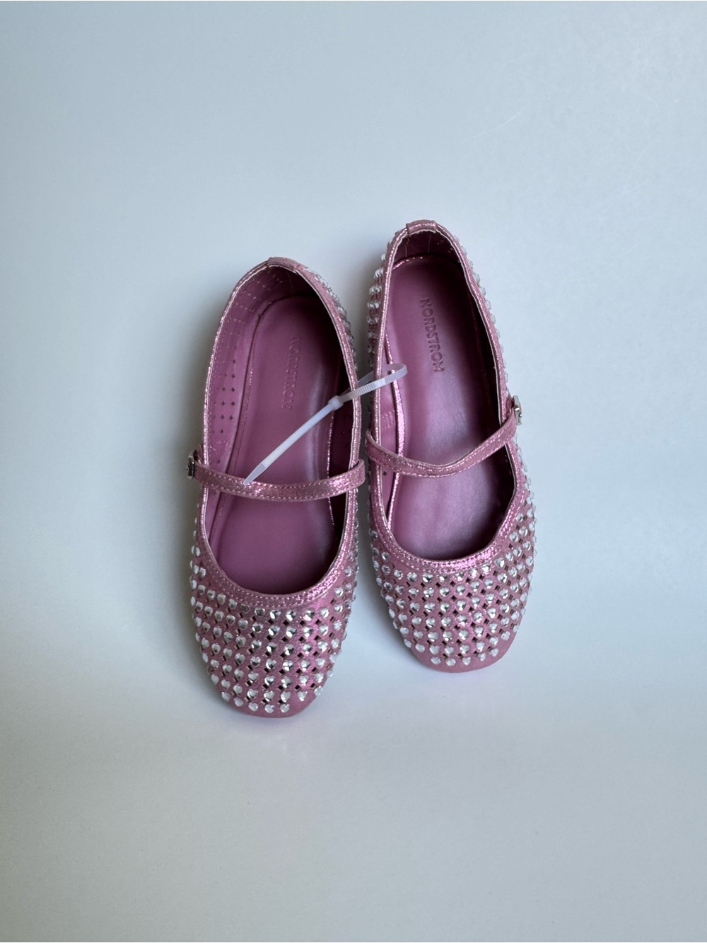 Nordstrom Girls' Pink Rhinestone Mary Jane Flats